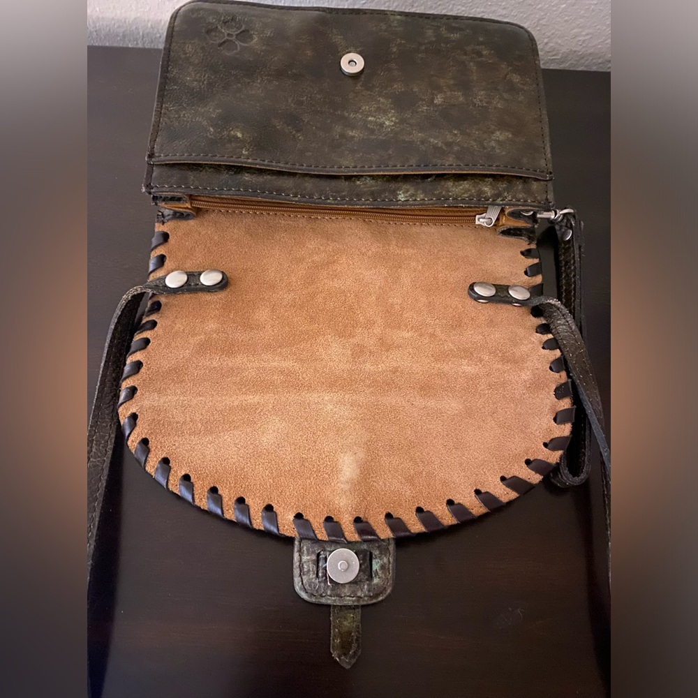 Patricia Nash Lanza Hand Tooled Leather Crossbody Shoulder Bag Brown Turquoise - Picture 6 of 6
